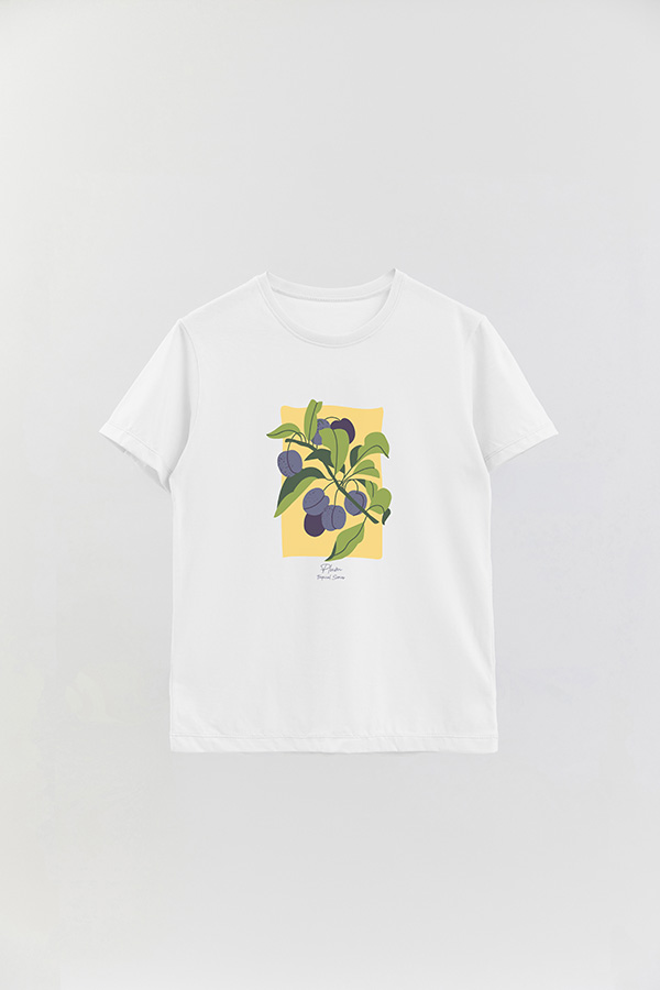 REMERA BASICA ESTAMPADA FRUITS PLUM