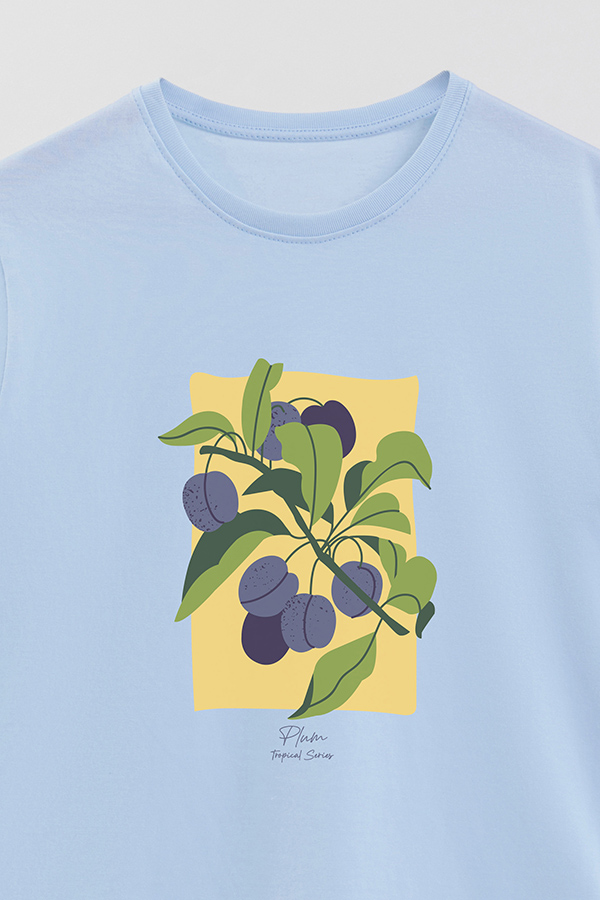 REMERA BASICA ESTAMPADA FRUITS PLUM