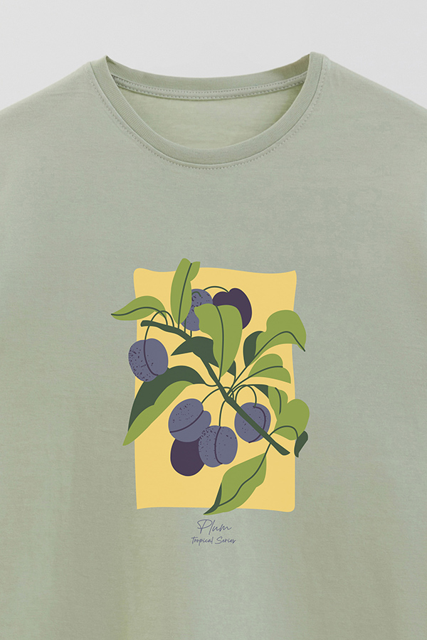REMERA BASICA ESTAMPADA FRUITS PLUM