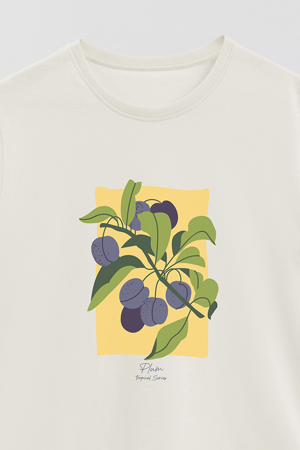 REMERA BASICA ESTAMPADA FRUITS PLUM
