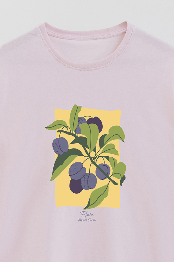 REMERA BASICA ESTAMPADA FRUITS PLUM