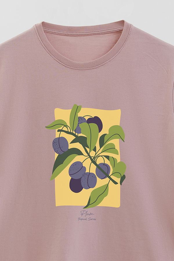 REMERA BASICA ESTAMPADA FRUITS PLUM