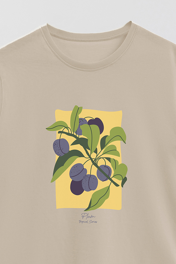 REMERA BASICA ESTAMPADA FRUITS PLUM