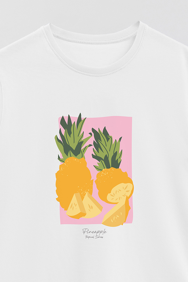 REMERA BASICA ESTAMPADA FRUITS PINEAPPLE