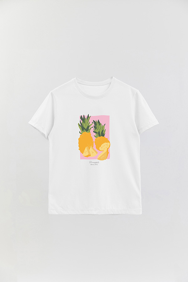 REMERA BASICA ESTAMPADA FRUITS PINEAPPLE