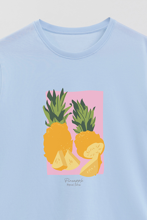 REMERA BASICA ESTAMPADA FRUITS PINEAPPLE