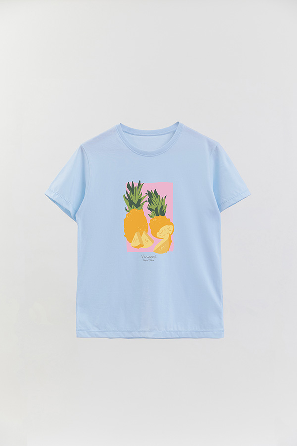 REMERA BASICA ESTAMPADA FRUITS PINEAPPLE