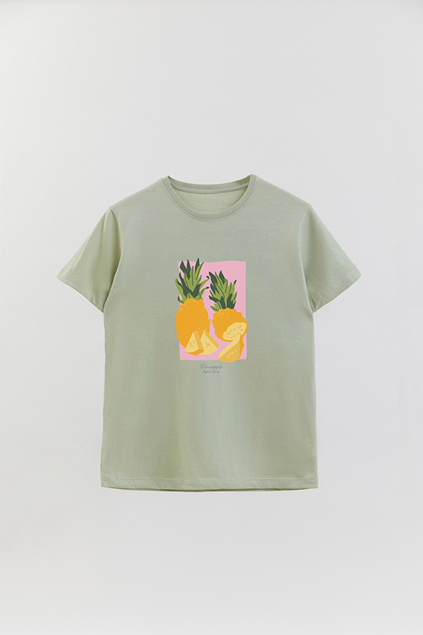 REMERA BASICA ESTAMPADA FRUITS PINEAPPLE
