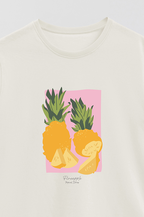 REMERA BASICA ESTAMPADA FRUITS PINEAPPLE