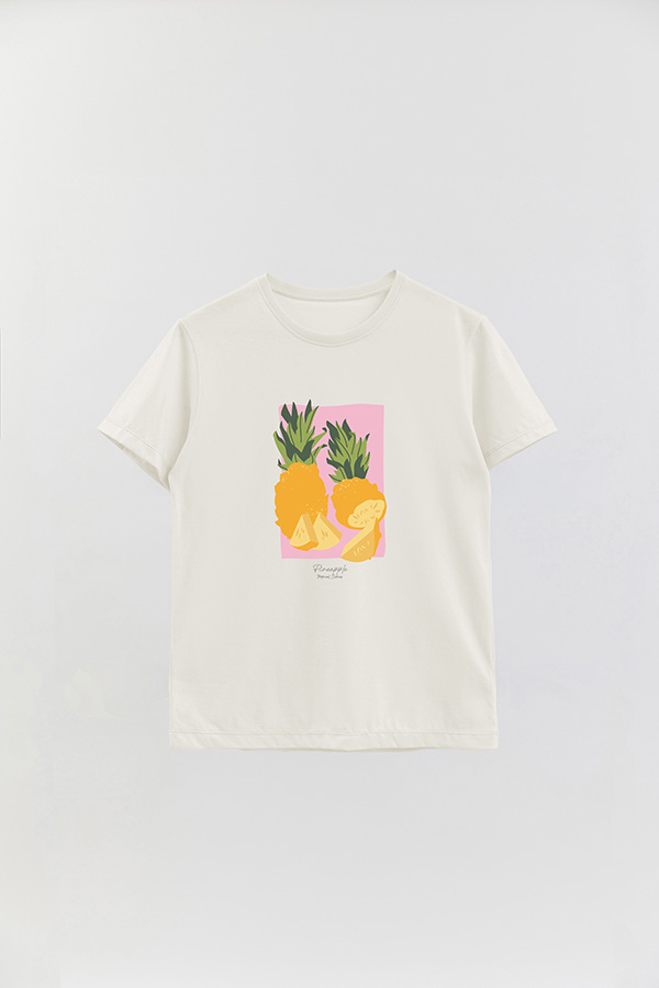 REMERA BASICA ESTAMPADA FRUITS PINEAPPLE