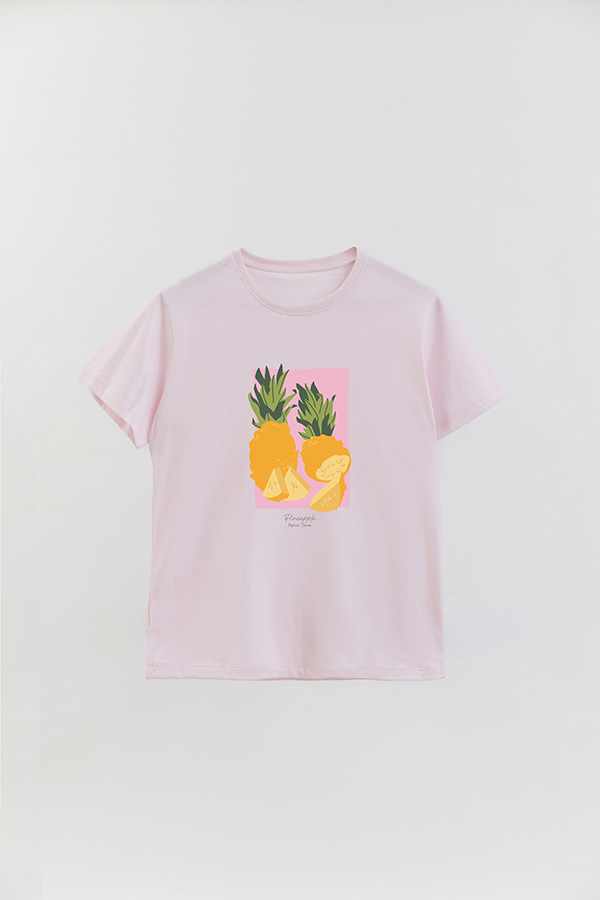 REMERA BASICA ESTAMPADA FRUITS PINEAPPLE