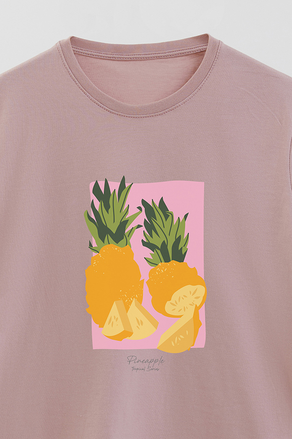 REMERA BASICA ESTAMPADA FRUITS PINEAPPLE