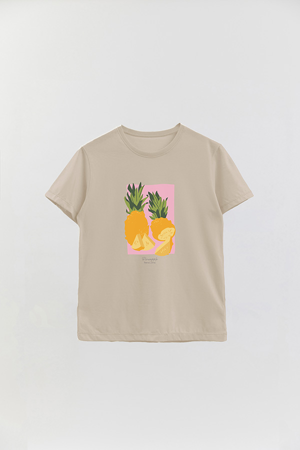 REMERA BASICA ESTAMPADA FRUITS PINEAPPLE