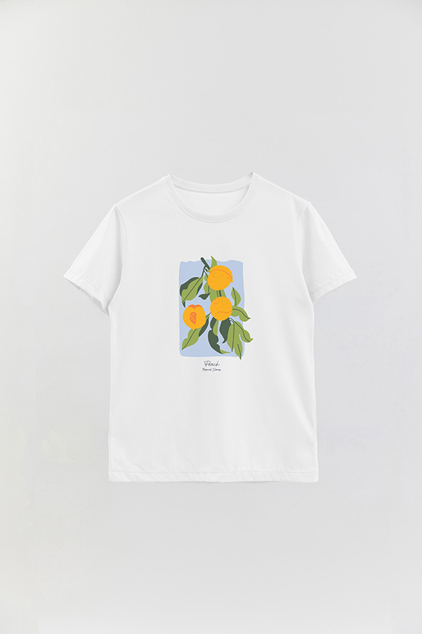 REMERA BASICA ESTAMPADA FRUITS PEACH