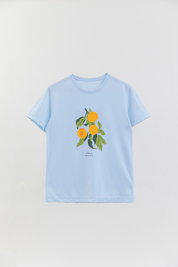 REMERA BASICA ESTAMPADA FRUITS PEACH