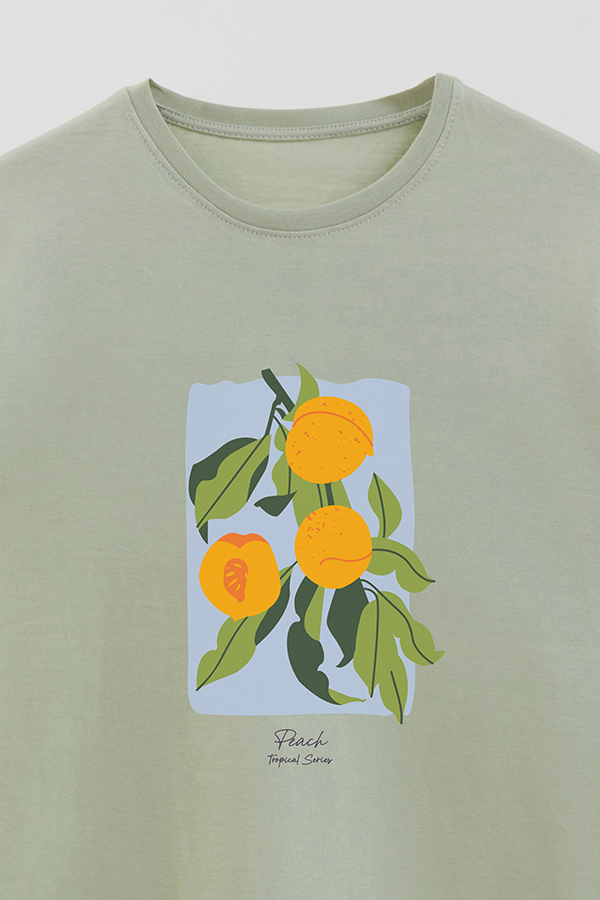 REMERA BASICA ESTAMPADA FRUITS PEACH