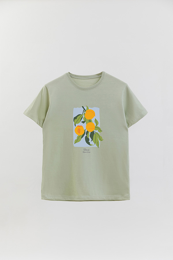 REMERA BASICA ESTAMPADA FRUITS PEACH