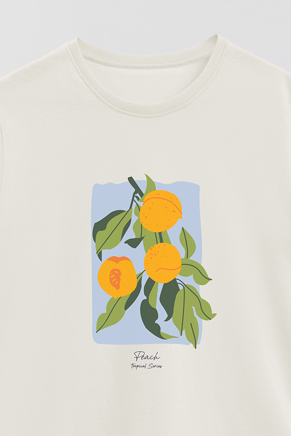 REMERA BASICA ESTAMPADA FRUITS PEACH