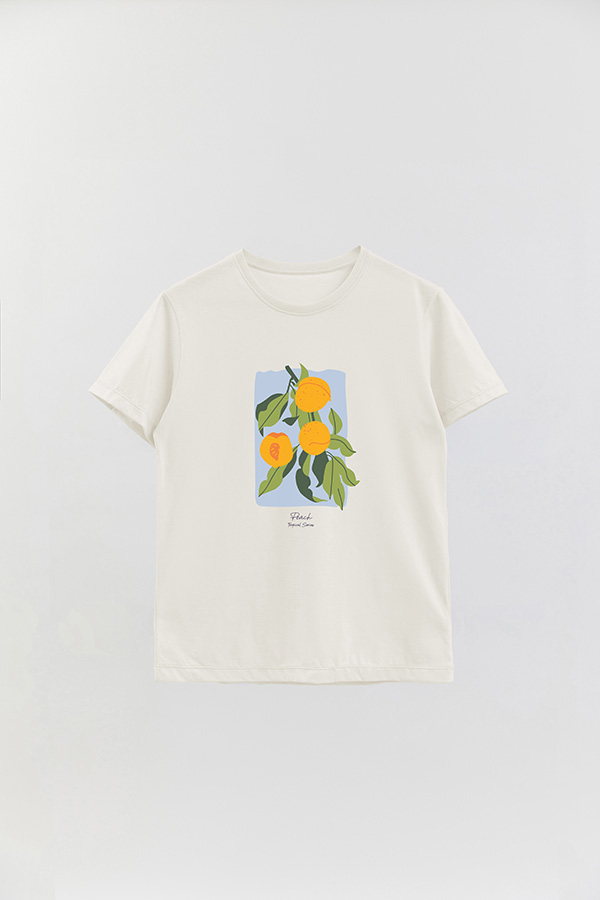 REMERA BASICA ESTAMPADA FRUITS PEACH