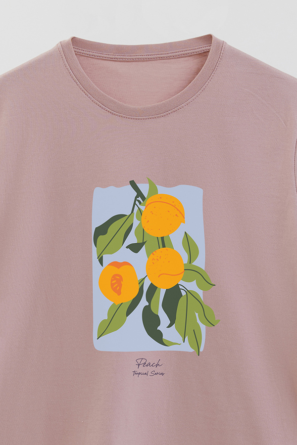 REMERA BASICA ESTAMPADA FRUITS PEACH