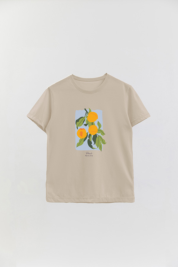 REMERA BASICA ESTAMPADA FRUITS PEACH