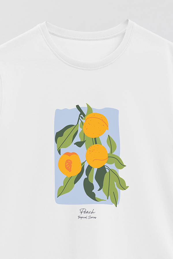 REMERA BASICA ESTAMPADA FRUITS PEACH