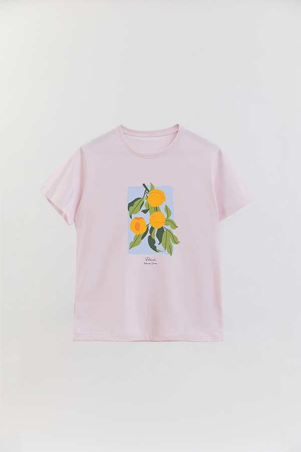 REMERA BASICA ESTAMPADA FRUITS PEACH