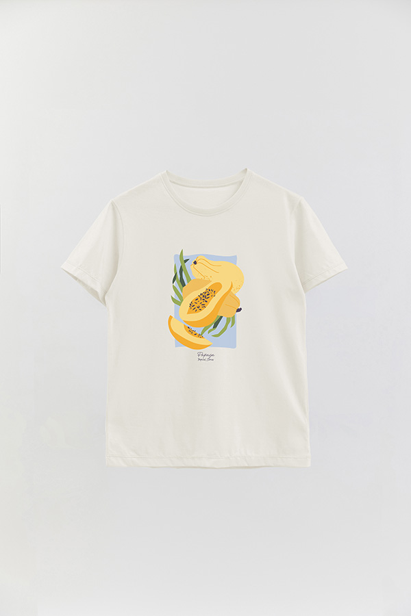 REMERA BASICA ESTAMPADA FRUITS PAPAYA