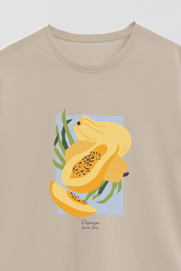 REMERA BASICA ESTAMPADA FRUITS PAPAYA