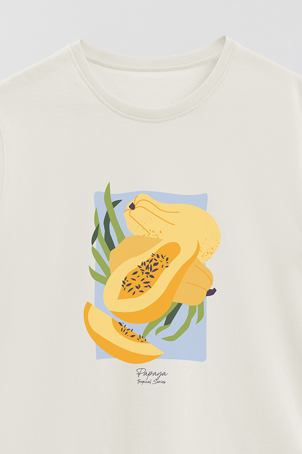 REMERA BASICA ESTAMPADA FRUITS PAPAYA
