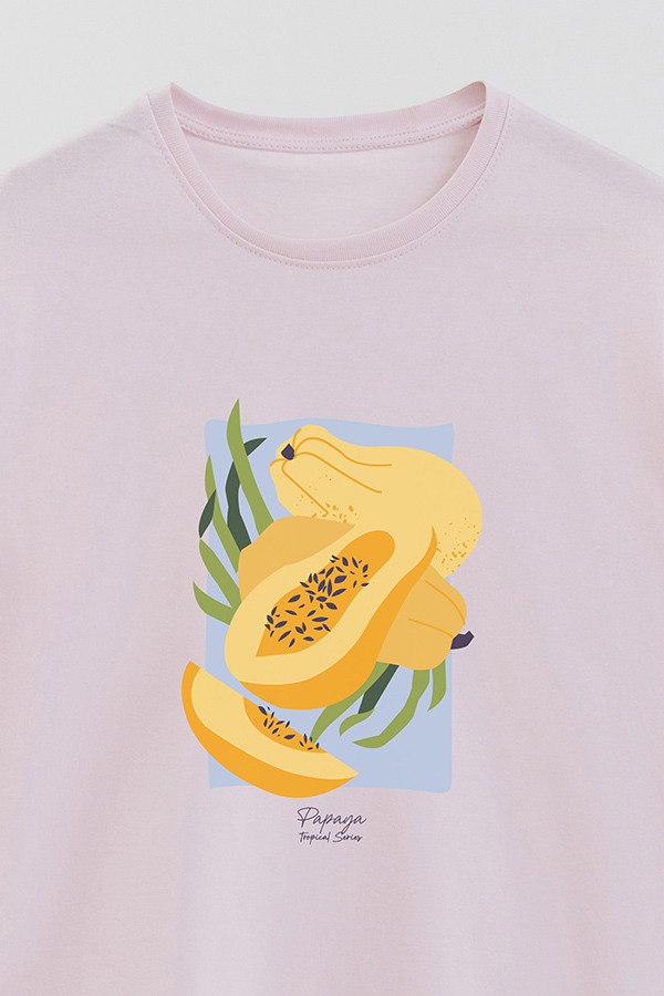 REMERA BASICA ESTAMPADA FRUITS PAPAYA