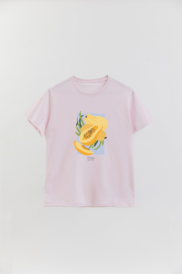 REMERA BASICA ESTAMPADA FRUITS PAPAYA