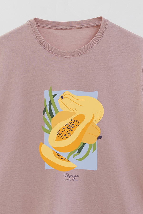 REMERA BASICA ESTAMPADA FRUITS PAPAYA