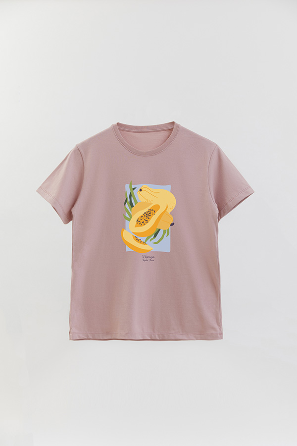 REMERA BASICA ESTAMPADA FRUITS PAPAYA