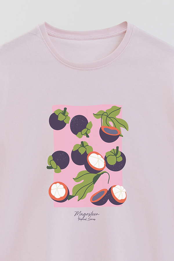 REMERA BASICA ESTAMPADA FRUITS MAGOSTEEN