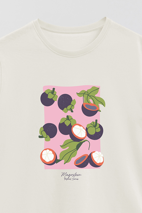 REMERA BASICA ESTAMPADA FRUITS MAGOSTEEN
