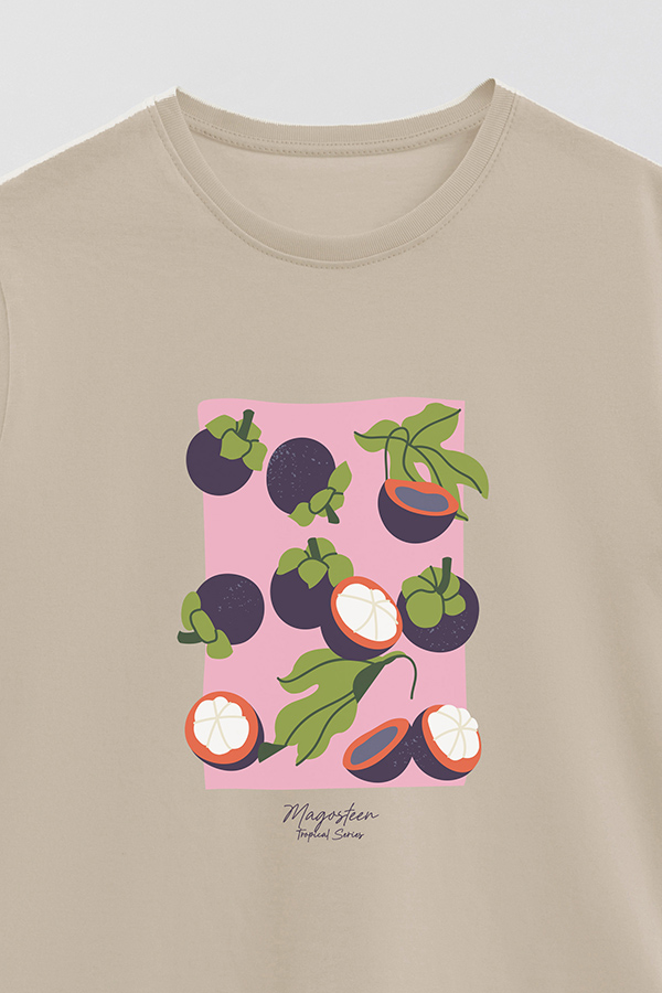 REMERA BASICA ESTAMPADA FRUITS MAGOSTEEN