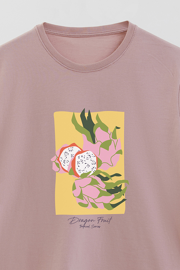 REMERA BASICA ESTAMPADA FRUITS DRAGON FRUIT