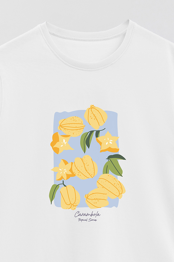 REMERA BASICA ESTAMPADA FRUITS CARAMBOLA
