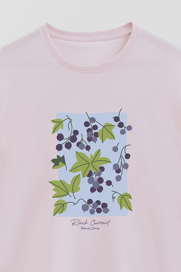 REMERA BASICA ESTAMPADA FRUITS BLACK CURRANT