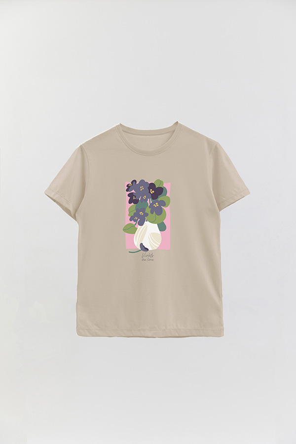 REMERA BASICA ESTAMPADA FLORAL VIOLETS