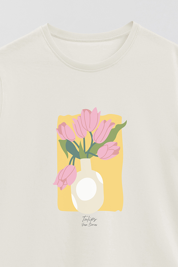 REMERA BASICA ESTAMPADA FLORAL TULIPS