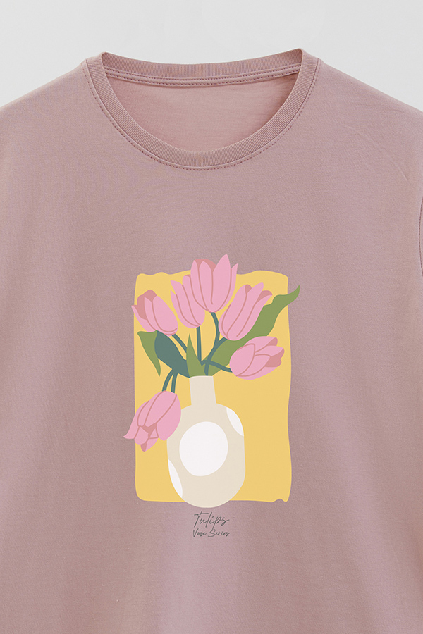 REMERA BASICA ESTAMPADA FLORAL TULIPS
