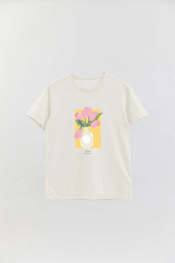 REMERA BASICA ESTAMPADA FLORAL TULIPS