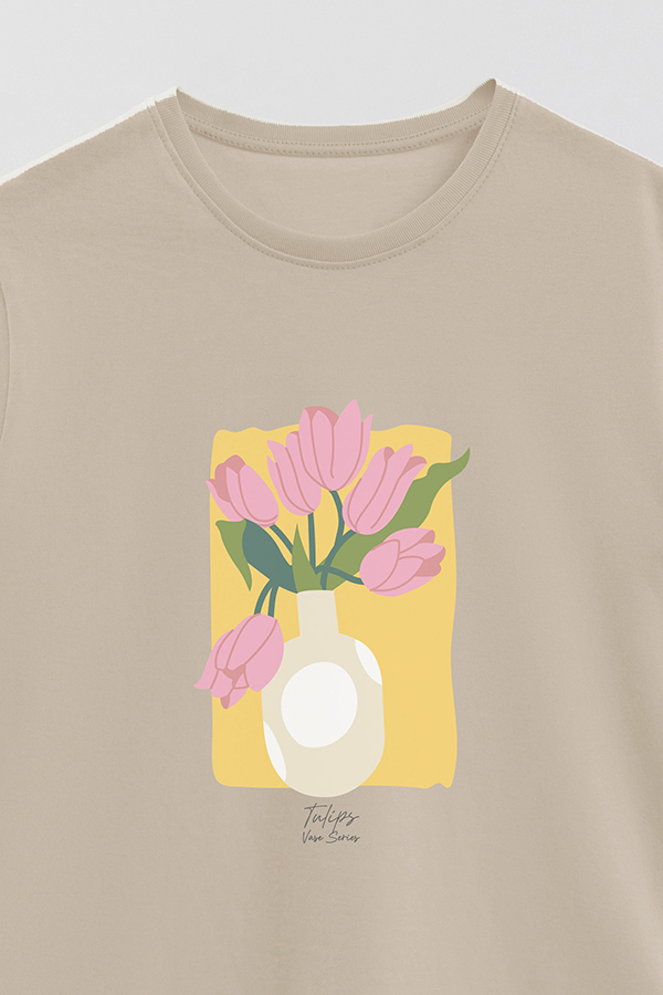 REMERA BASICA ESTAMPADA FLORAL TULIPS
