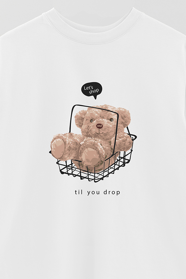 REMERA OVER ESTAMPADA UNISEX SHOP TILL YOU DROP