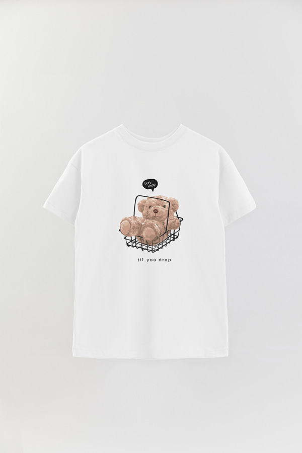 REMERA OVER ESTAMPADA UNISEX SHOP TILL YOU DROP