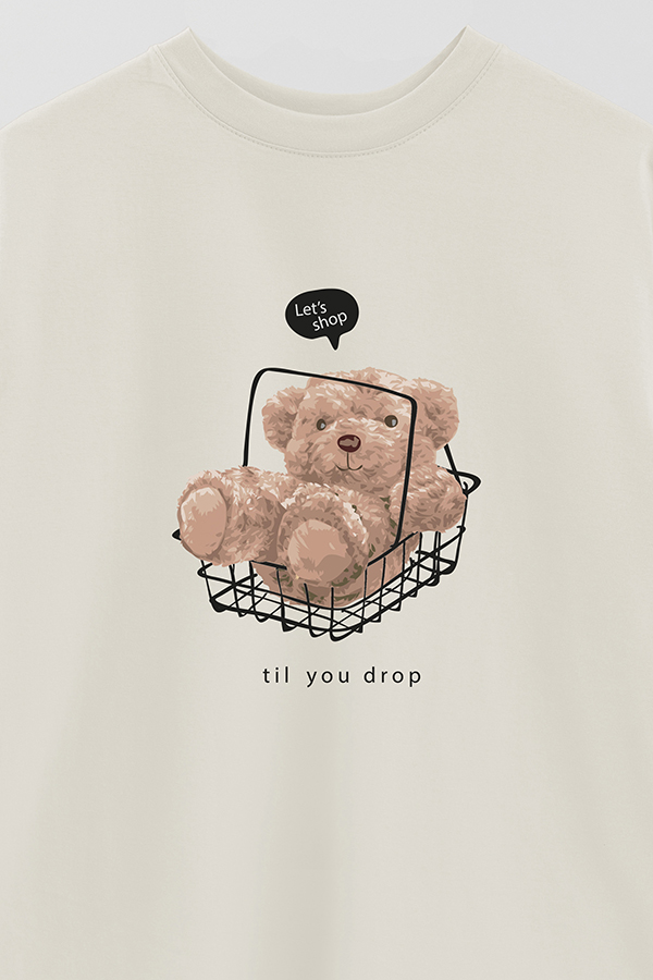 REMERA OVER ESTAMPADA UNISEX SHOP TILL YOU DROP
