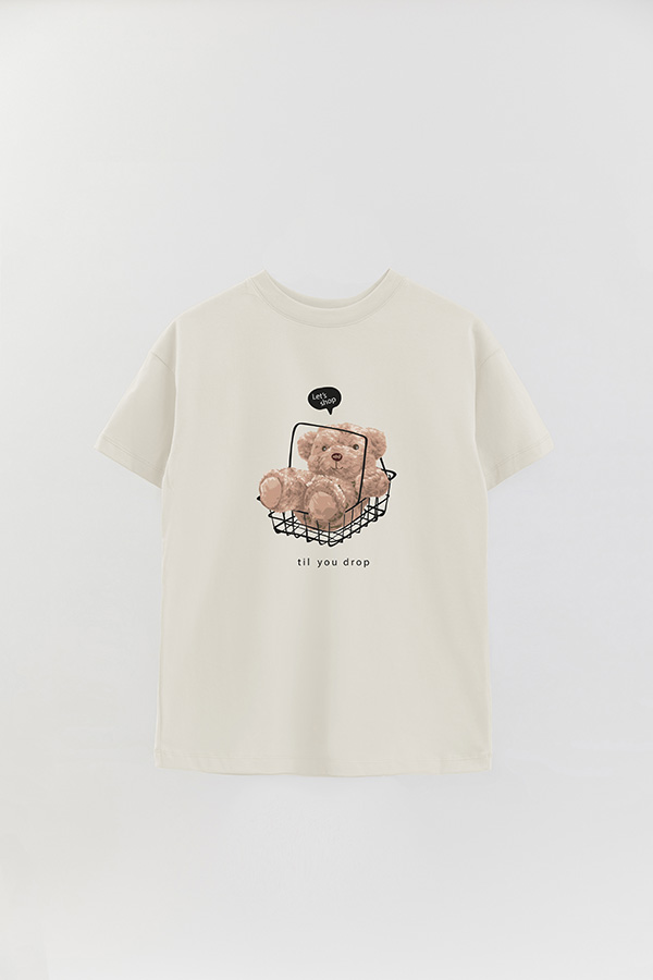 REMERA OVER ESTAMPADA UNISEX SHOP TILL YOU DROP