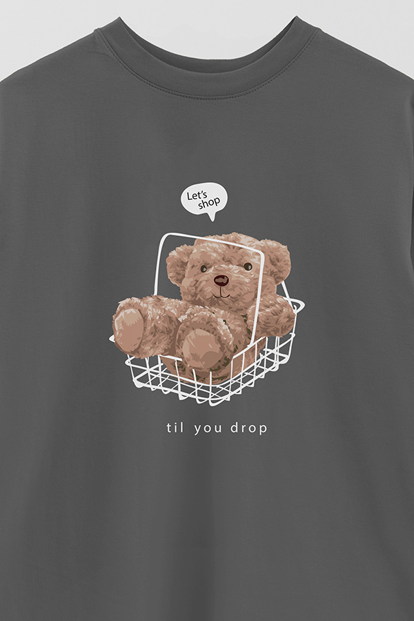 REMERA OVER ESTAMPADA UNISEX SHOP TILL YOU DROP